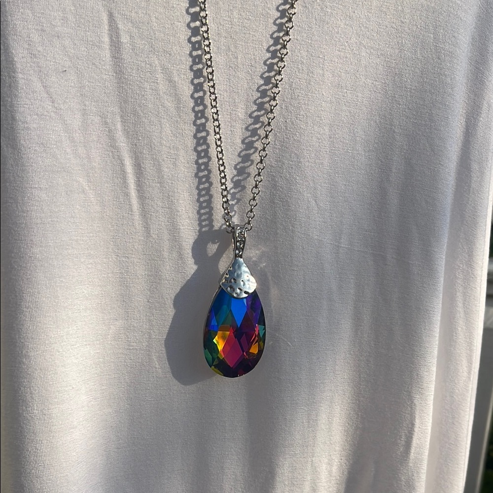 Multicolor Teardrop Pendant Necklace